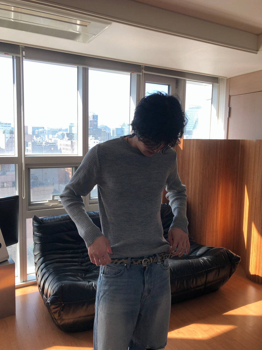 Ribbed Wool‑Blend Knit Sweater