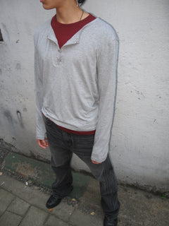 Buckle-Detail Layered Long Sleeve Top