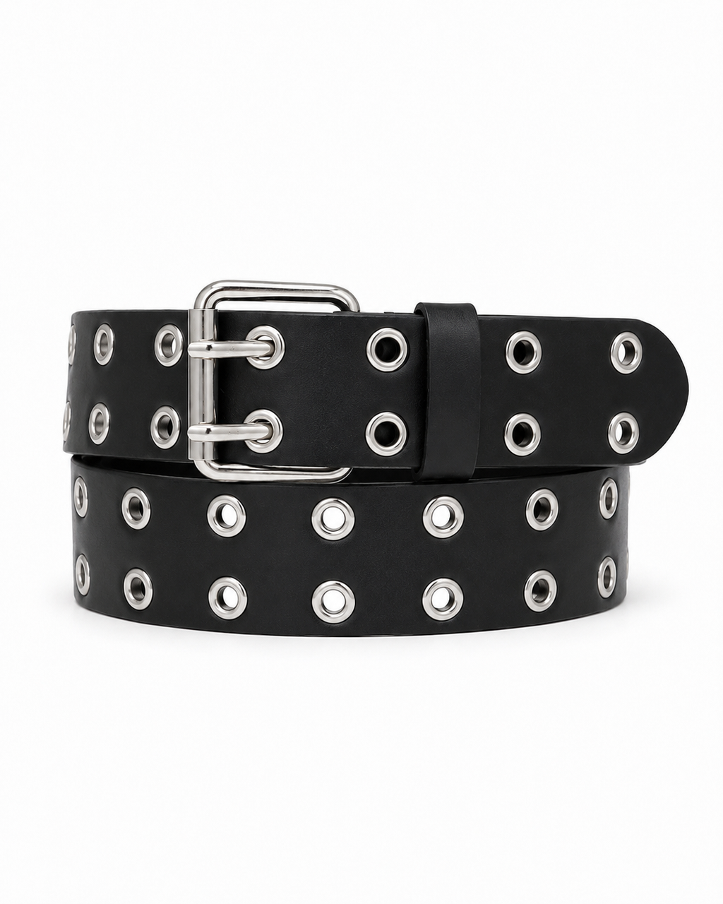 Double-Prong Eyelet Leather Belt