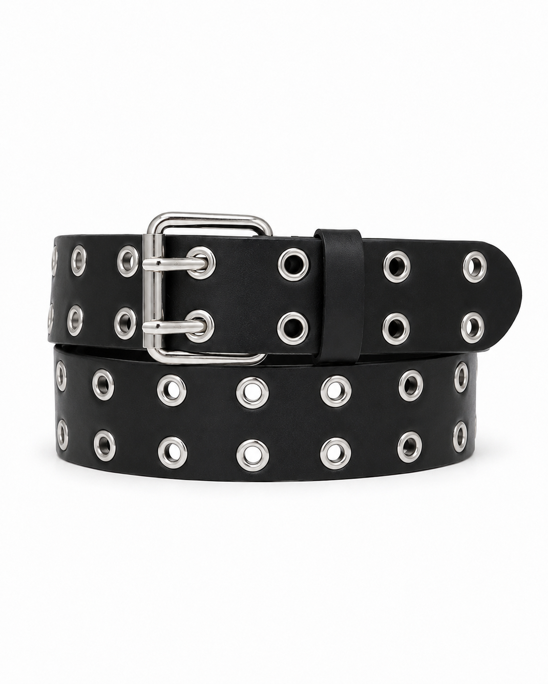 Double-Prong Eyelet Leather Belt