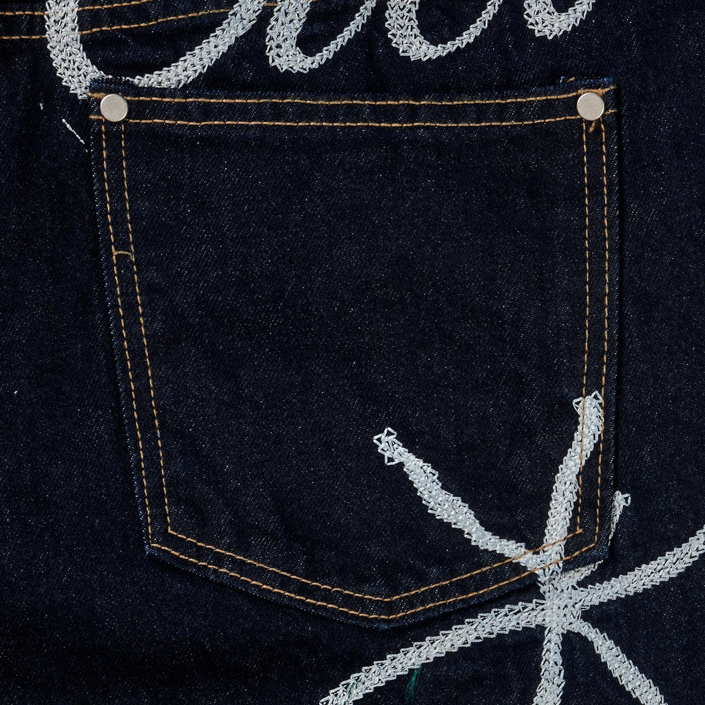 Carry Over Embroidery Wide Denim Pants
