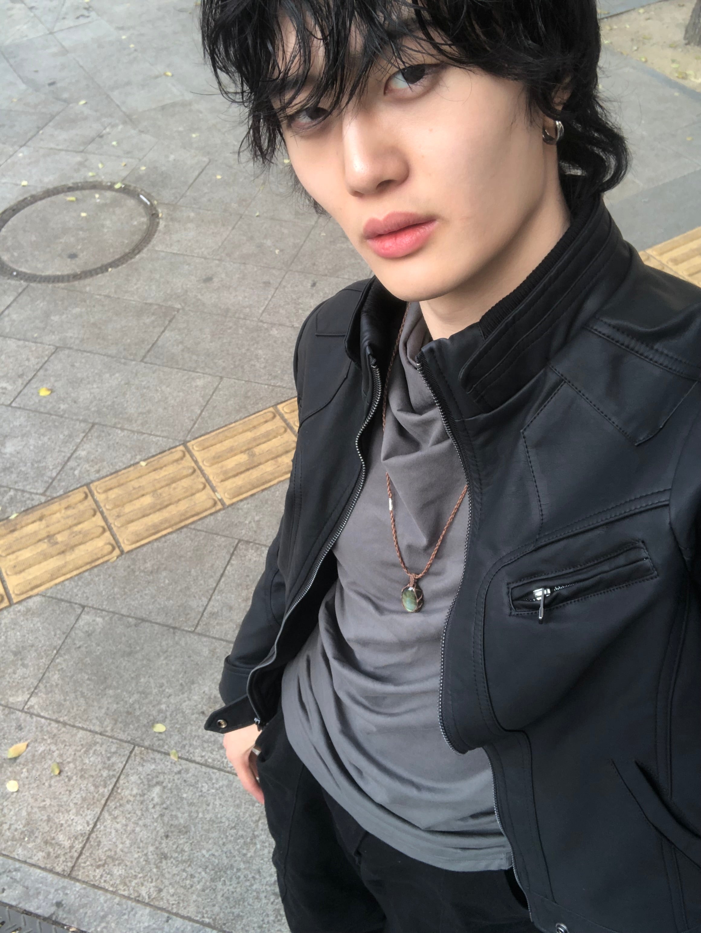 Y2k began leather biker jacket