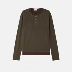 Buckle-Detail Layered Long Sleeve Top