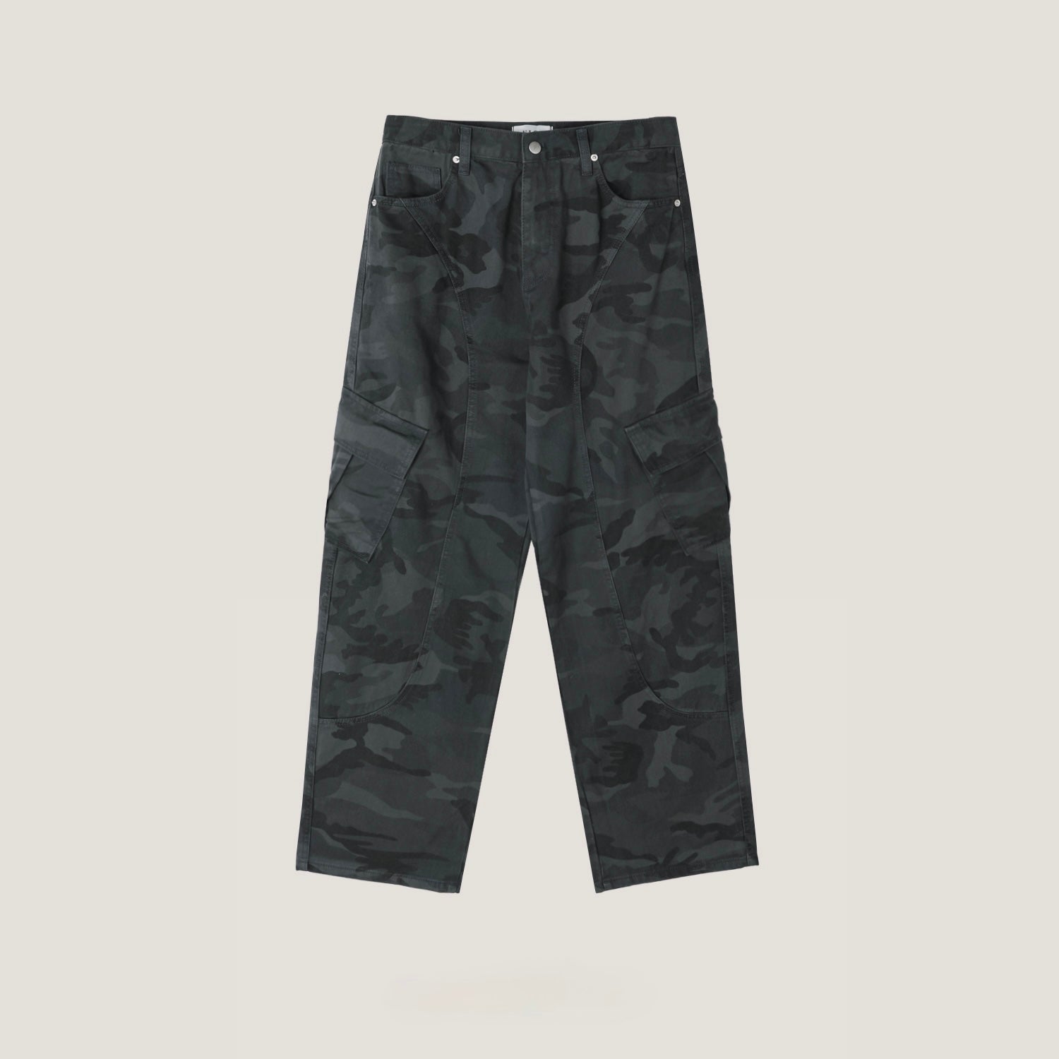 Washed Camo Panel Cargo Pants