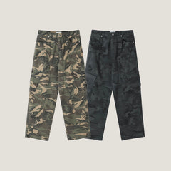 Washed Camo Panel Cargo Pants