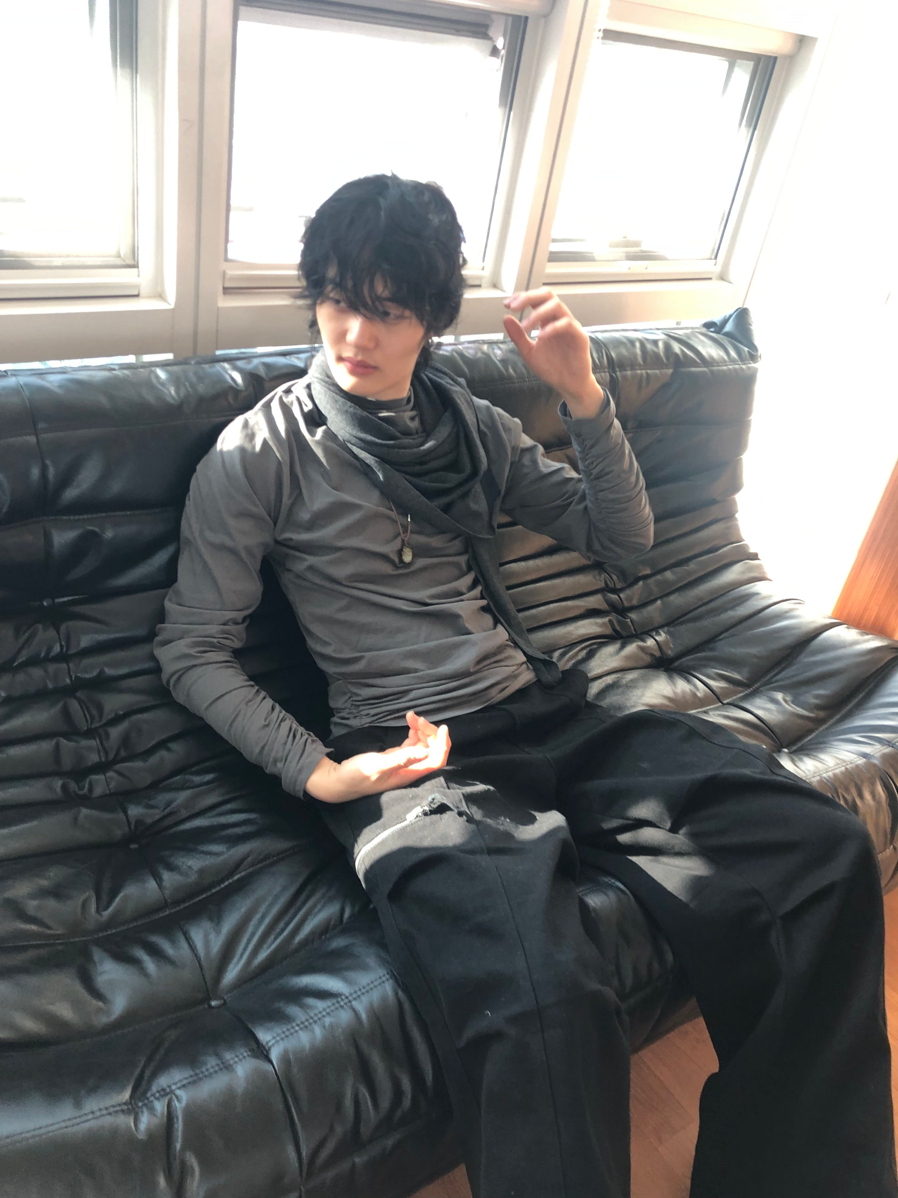 Soft Shirring Long Sleeve Top