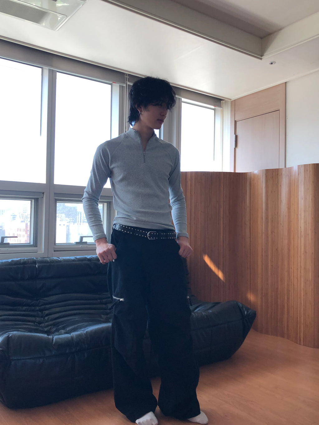 Ribbed Half‑Zip Muscle Top