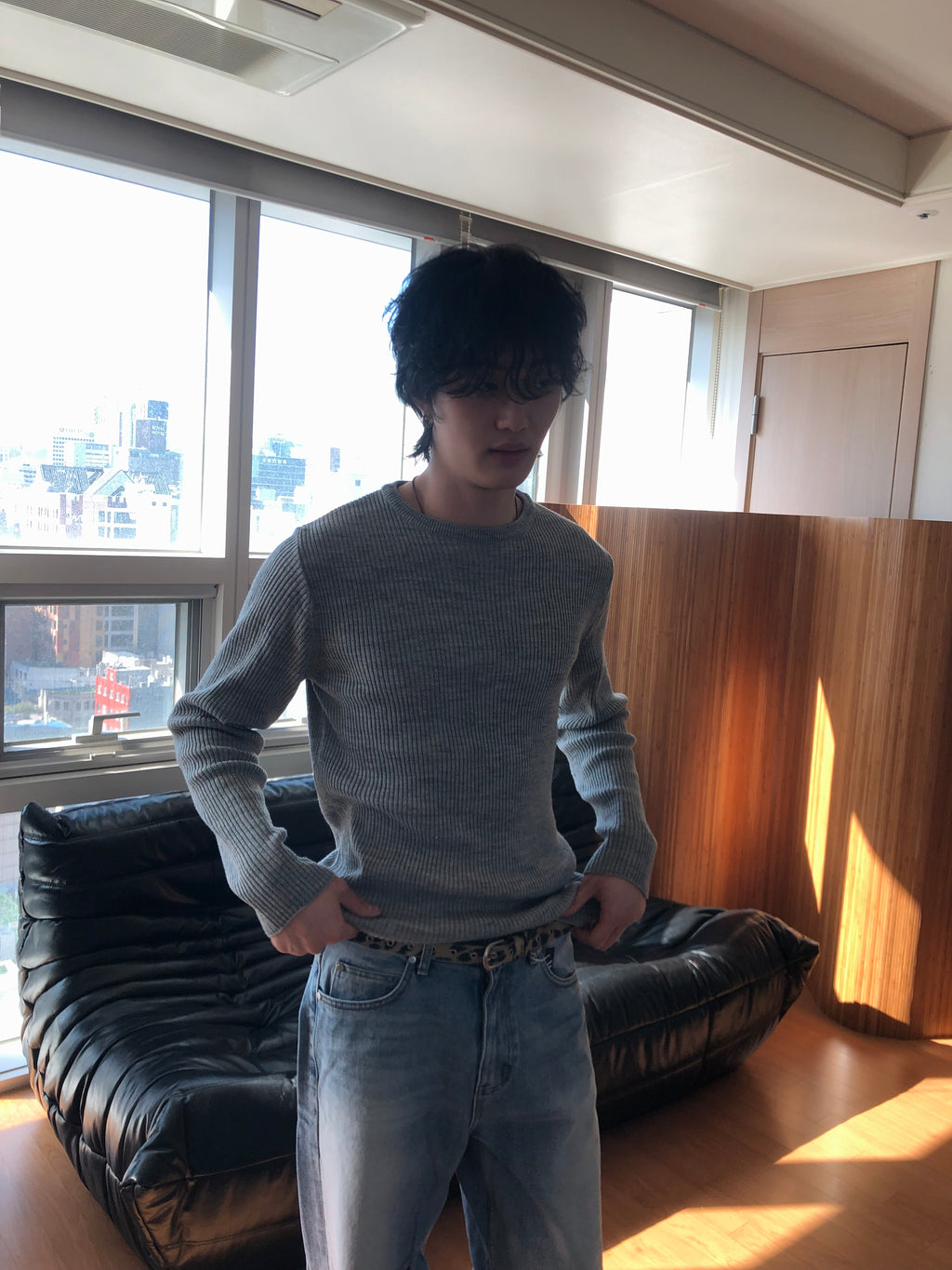 Ribbed Wool‑Blend Knit Sweater