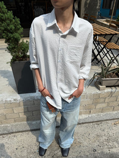 Textured Stripe Seersucker Shirt