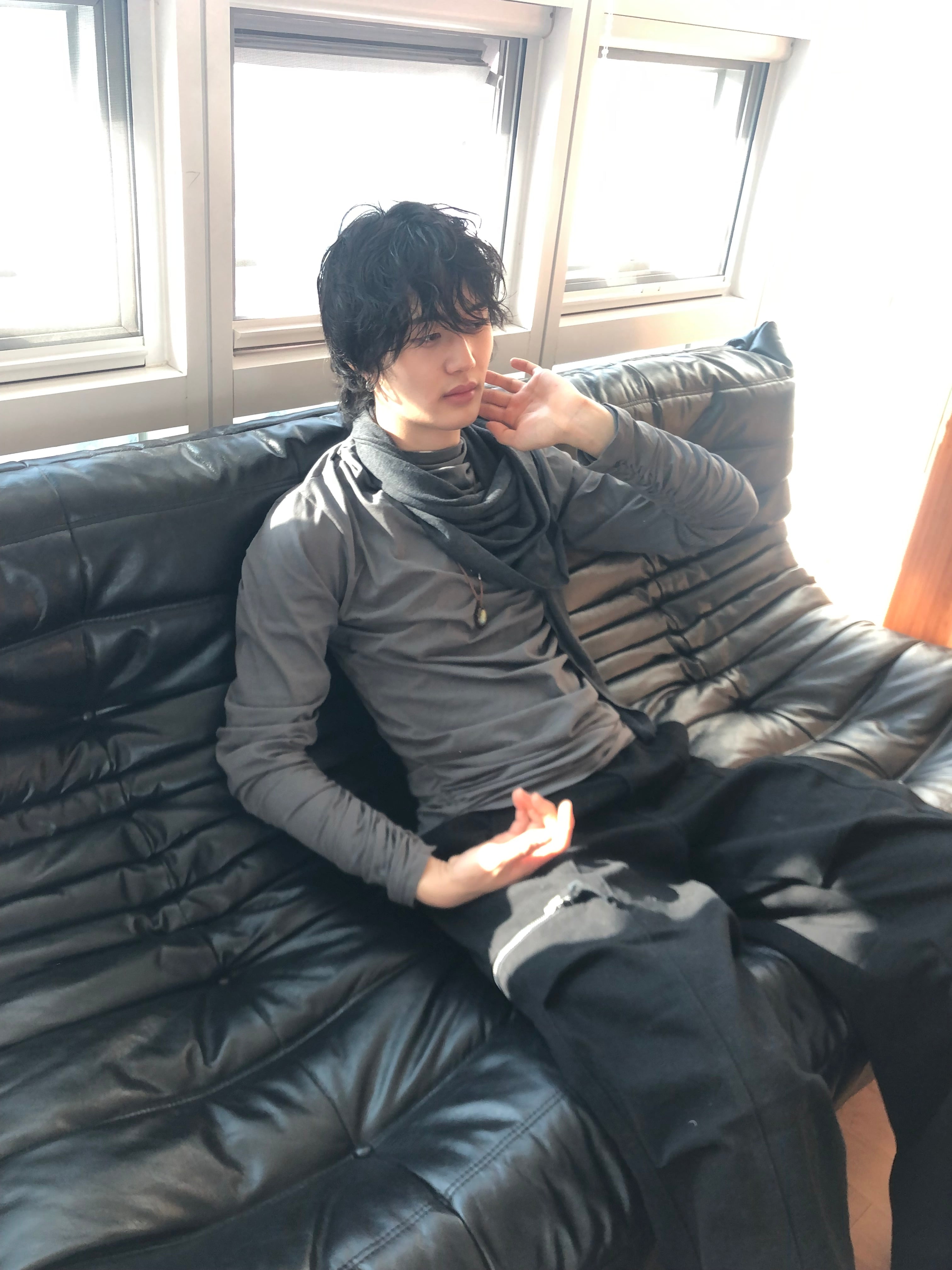 Soft Shirring Long Sleeve Top