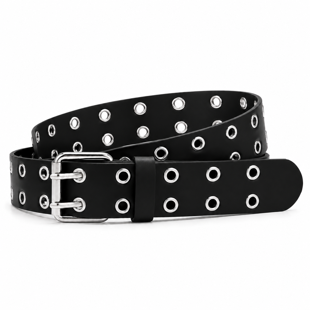 Double-Prong Eyelet Leather Belt