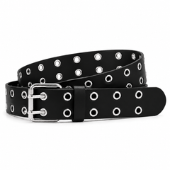 Double-Prong Eyelet Leather Belt