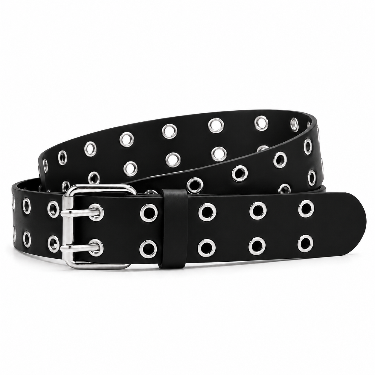 Double-Prong Eyelet Leather Belt
