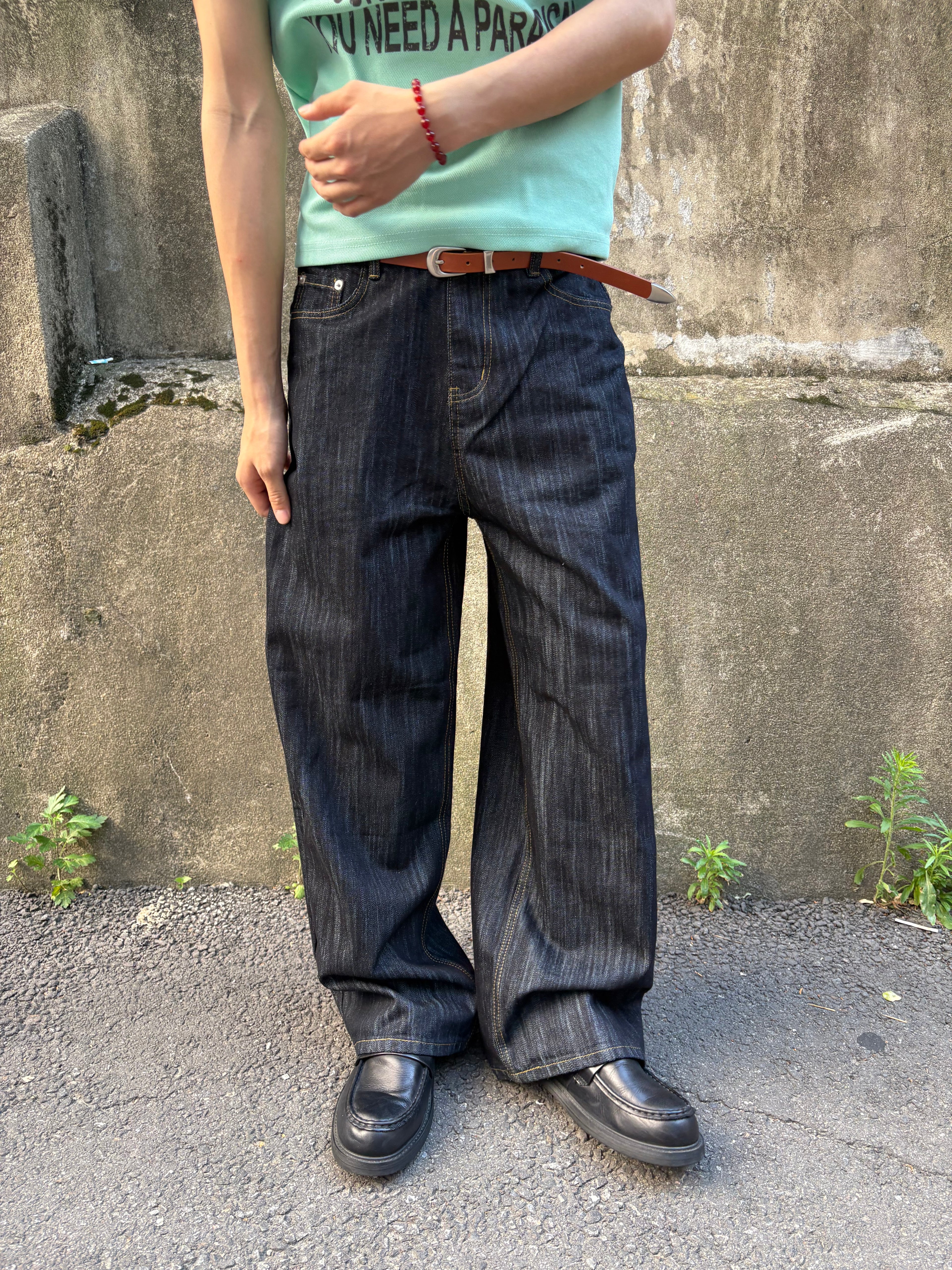 Script-Embroidered Selvedge Jeans