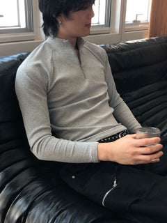 Ribbed Half‑Zip Muscle Top