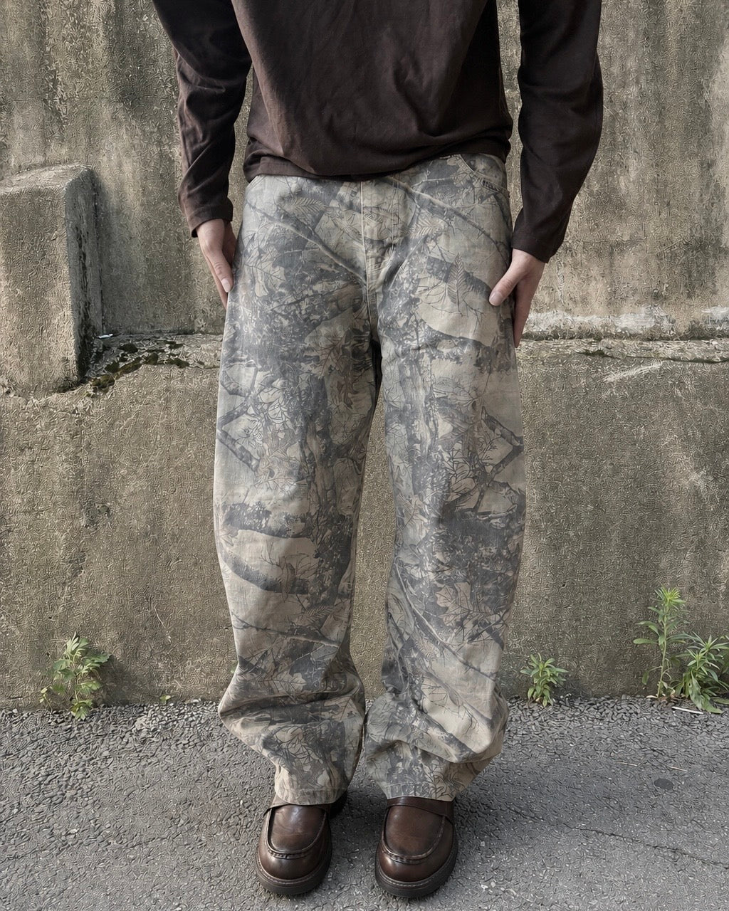 Washed Forest-Camo Balloon Pants