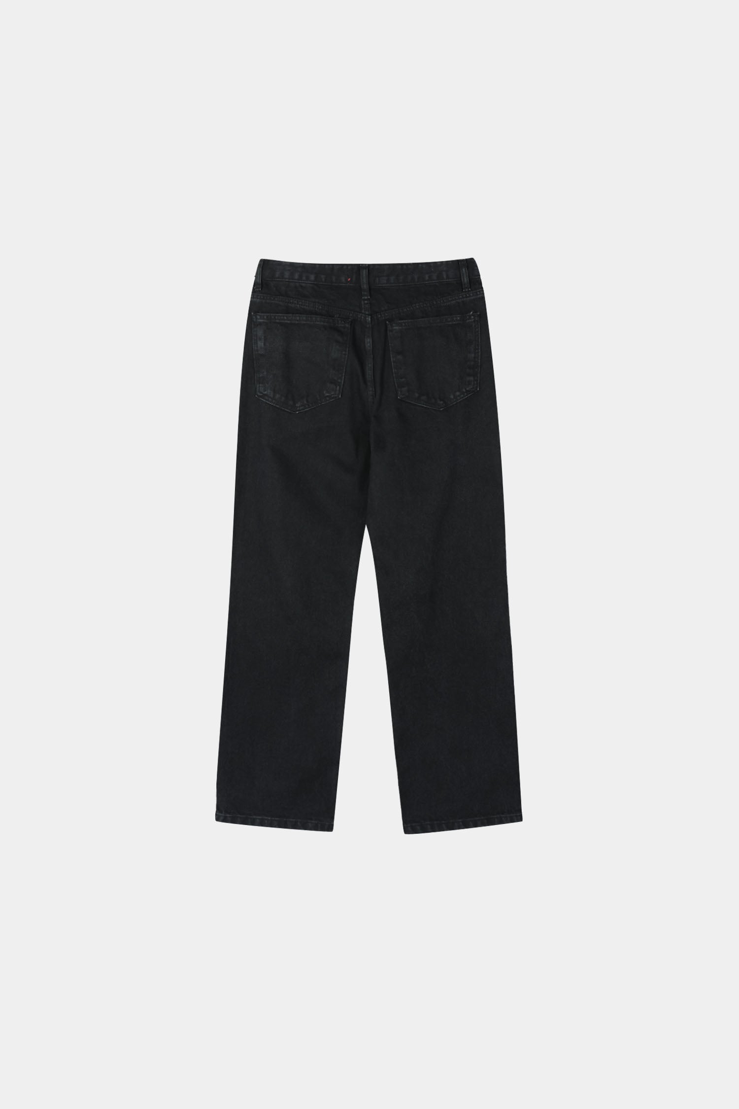 Ring-Zip Black Wide Denim Pants
