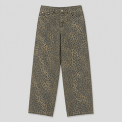 Washed Leopard Wide Cotton Pants