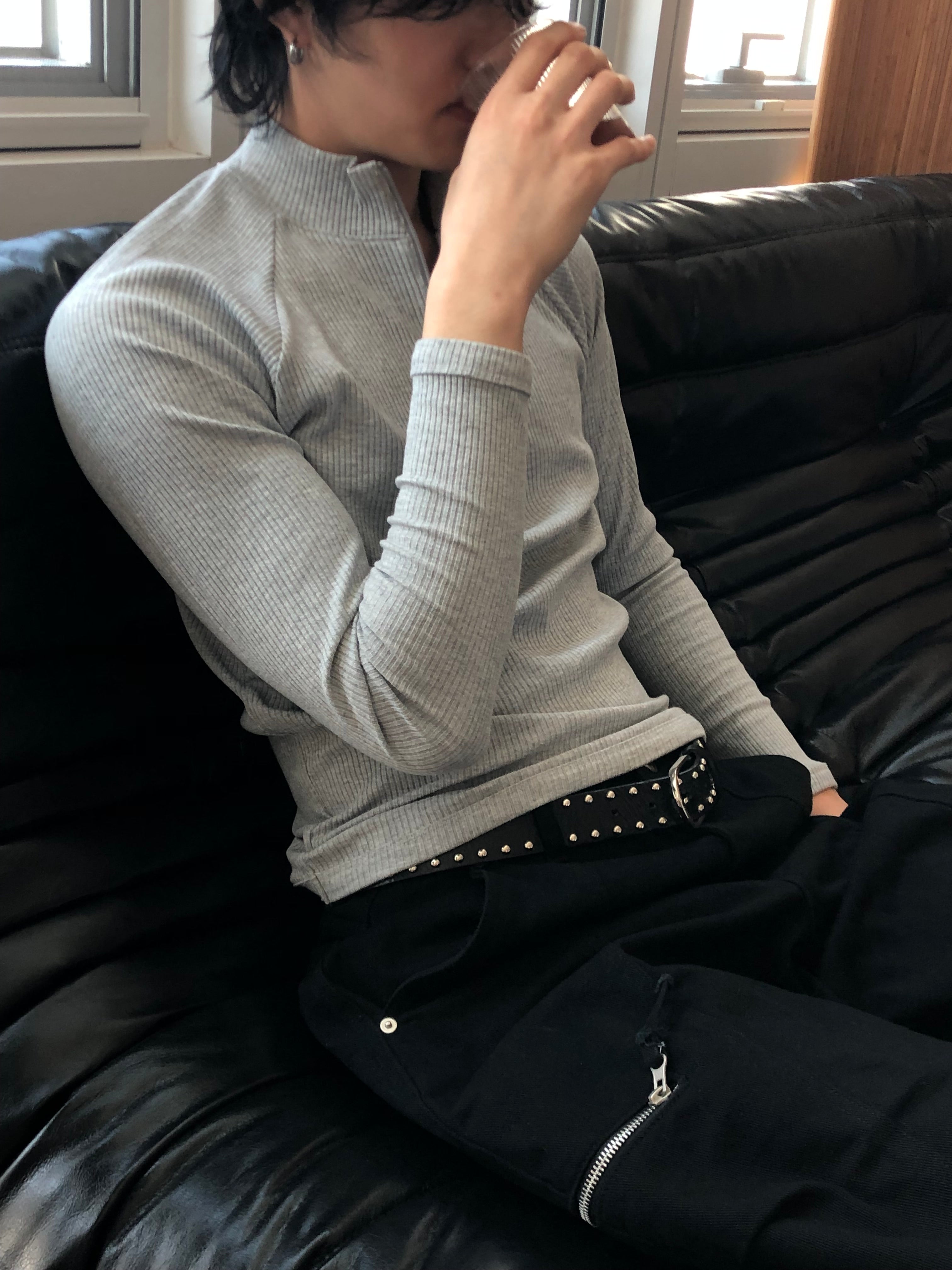 Ribbed Half‑Zip Muscle Top