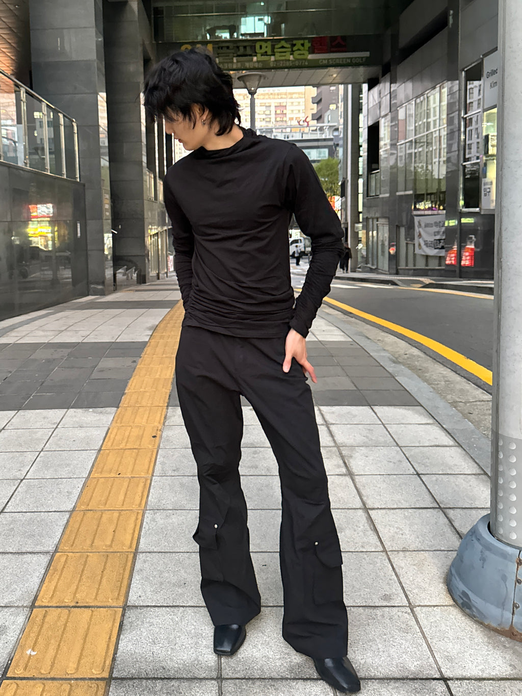 Soft Shirring Long Sleeve Top