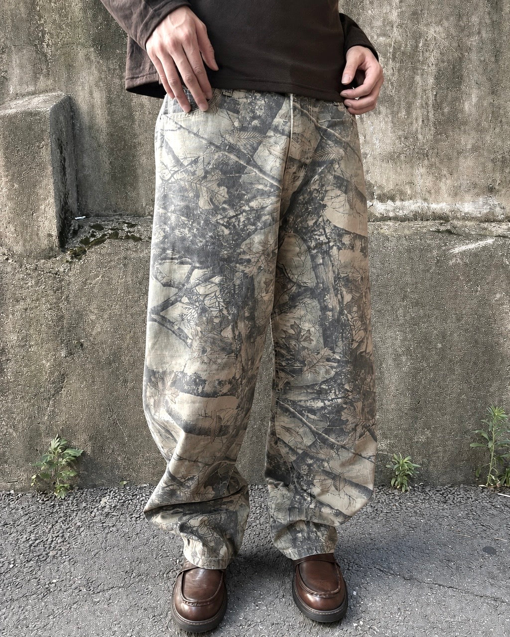 Washed Forest-Camo Balloon Pants