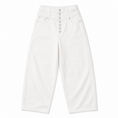 Button-Fly Layered Wide Cotton Pants