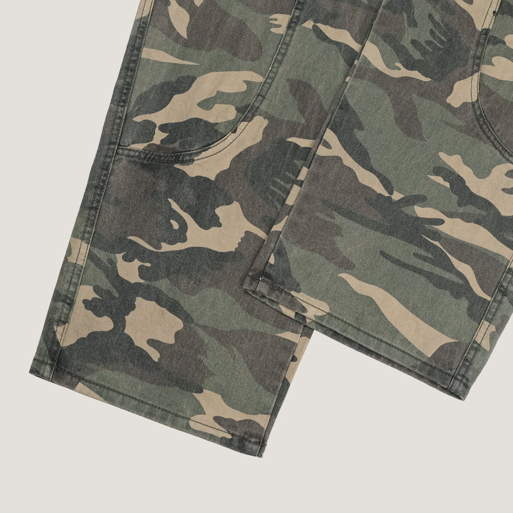 Washed Camo Panel Cargo Pants