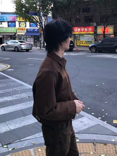 Faux Suede Cropped Zip Jacket