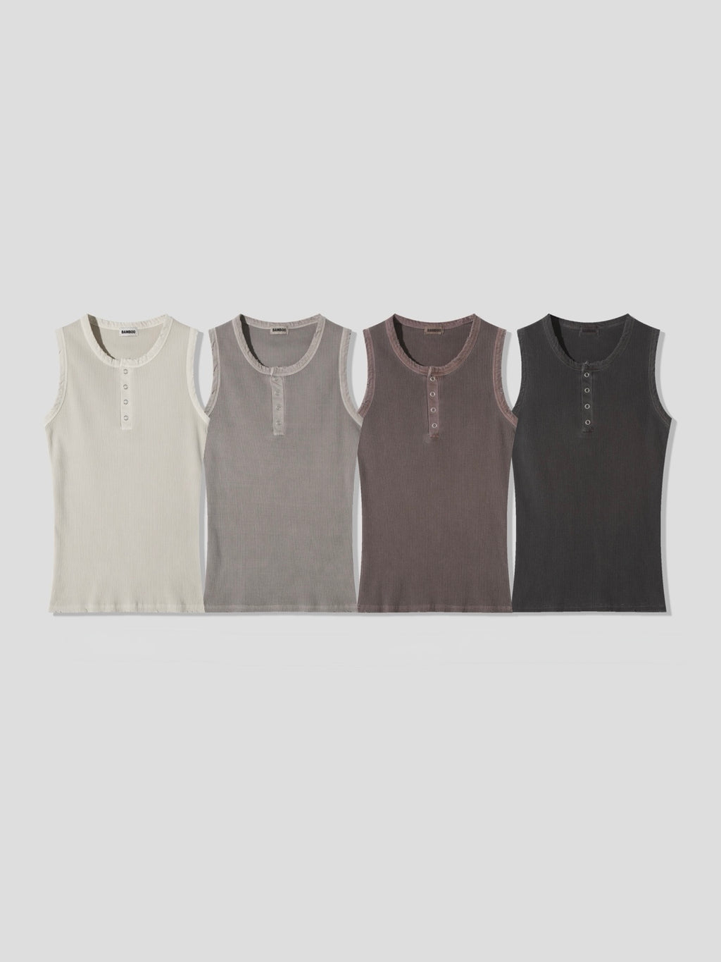 Pigment-Washed Ribbed Henley Tank Top