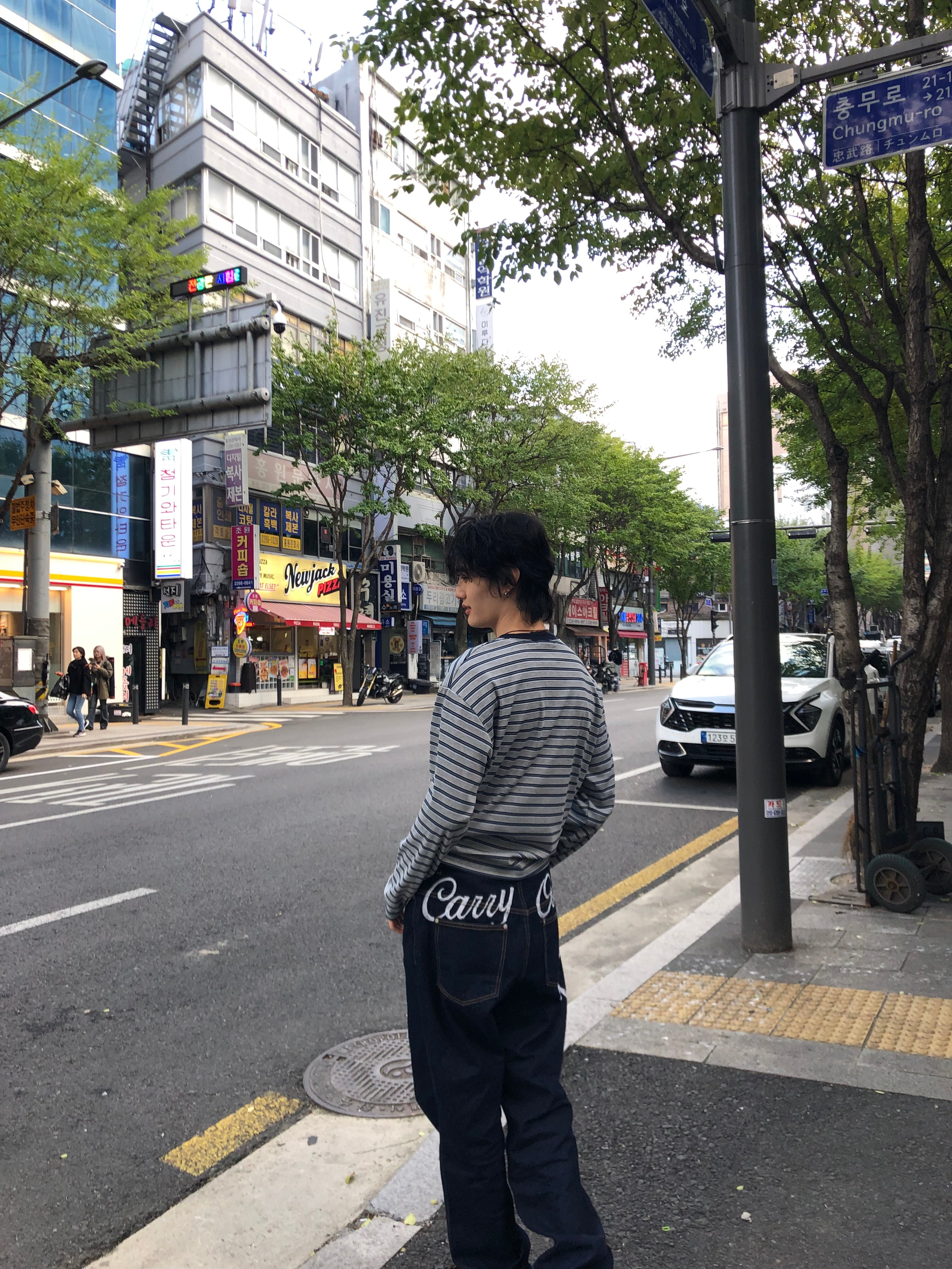 Carry Over Embroidery Wide Denim Pants