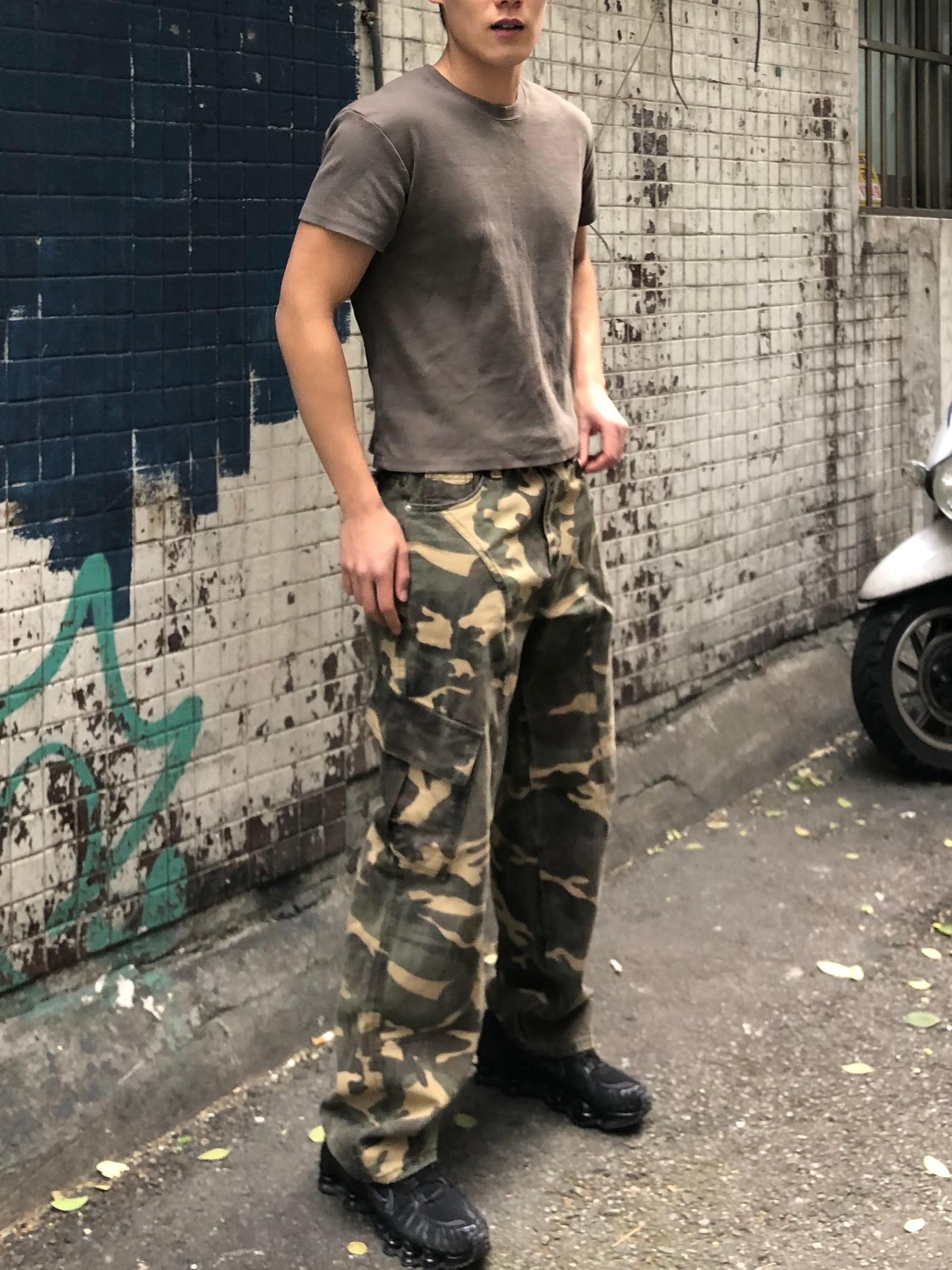 Camo Panel Wide Cargo Pants