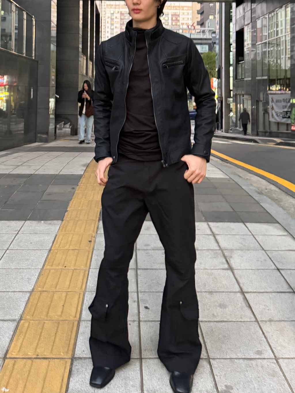 Y2k began leather biker jacket