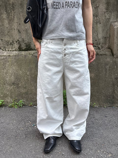 Button-Fly Layered Wide Cotton Pants