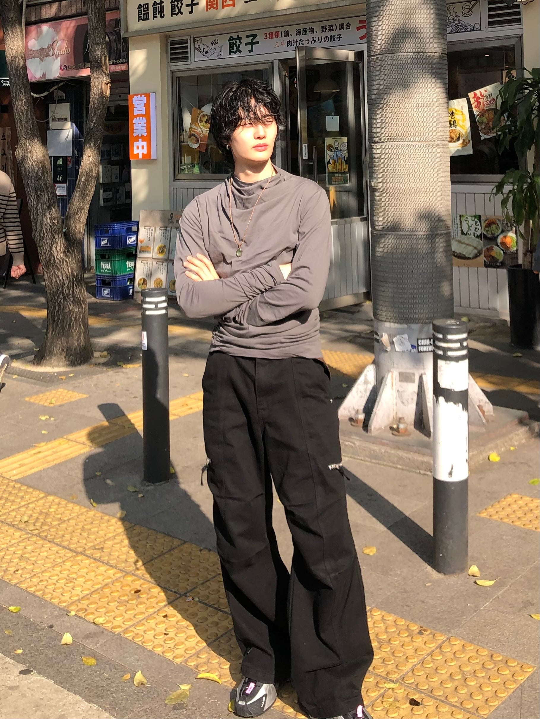 Soft Shirring Long Sleeve Top