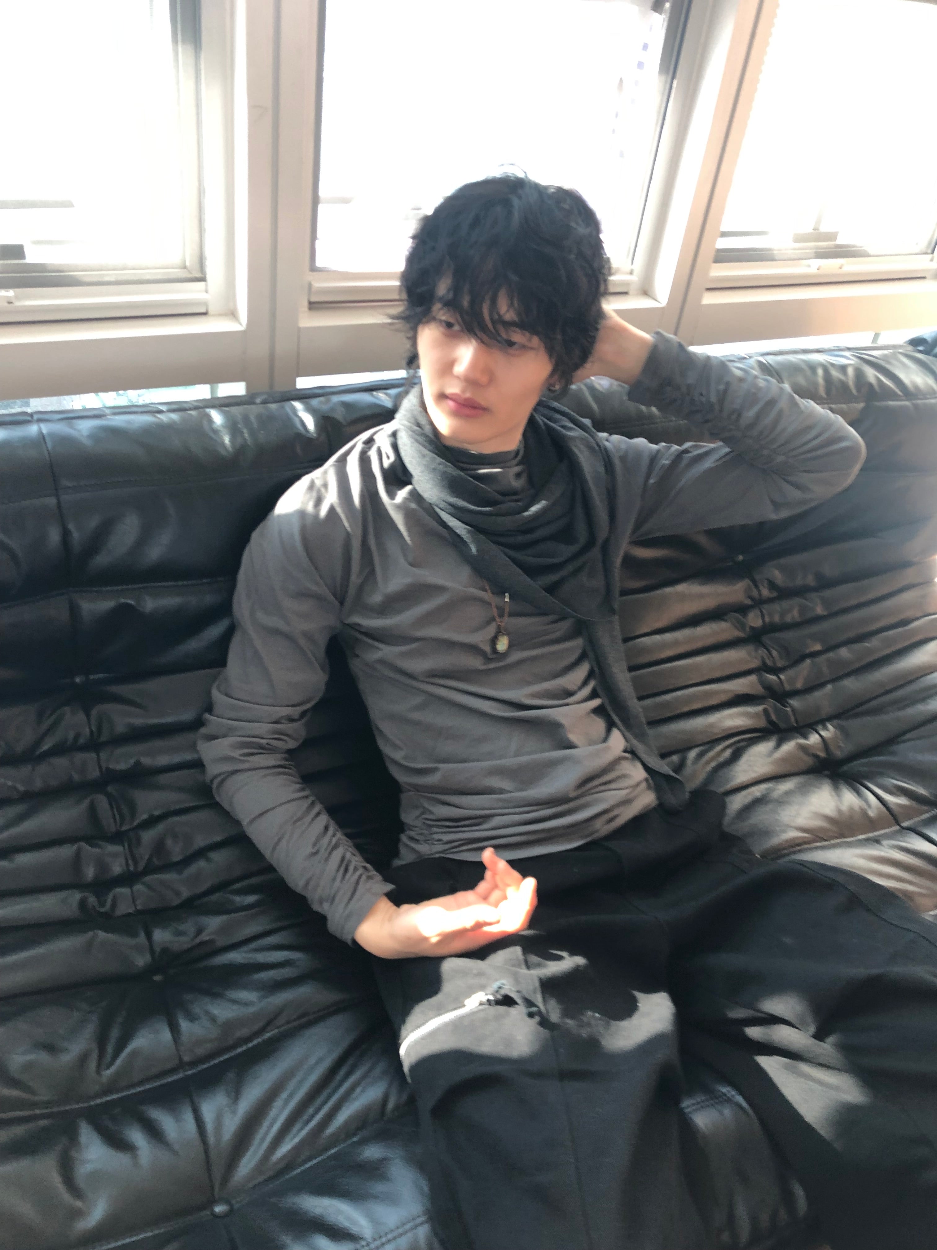 Soft Shirring Long Sleeve Top