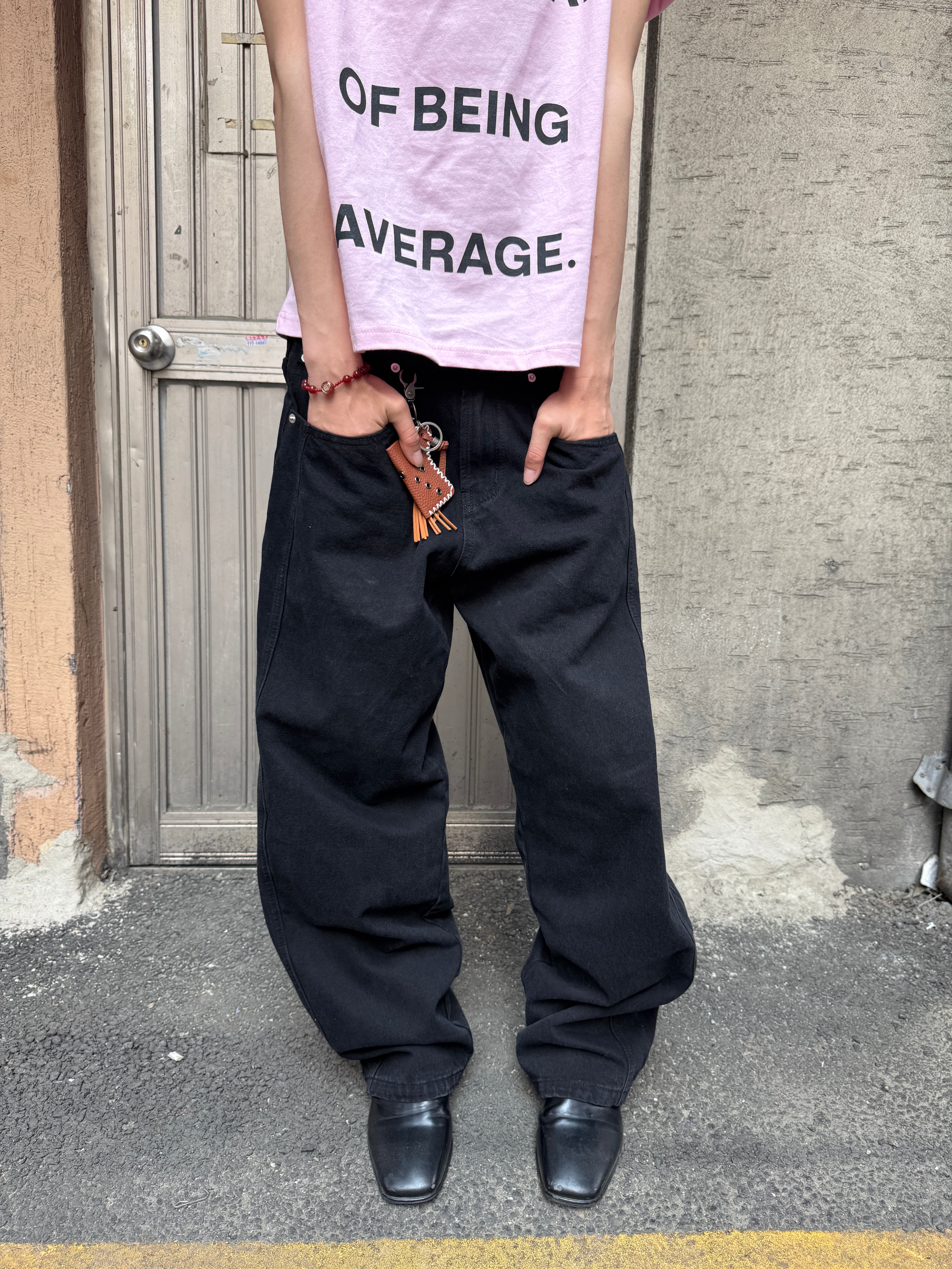 Tab-Pocket Wide Denim Pants