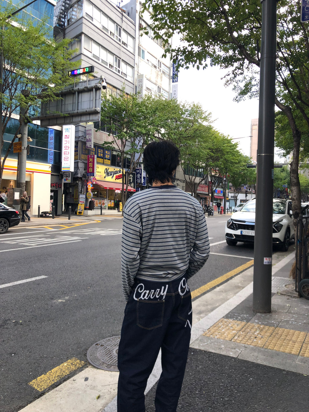 Carry Over Embroidery Wide Denim Pants