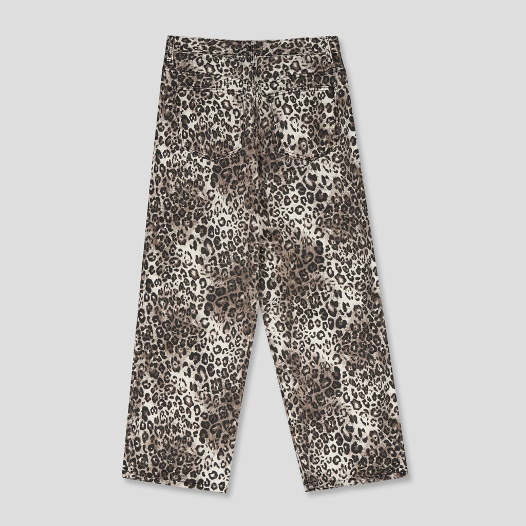 Washed Leopard Wide Cotton Pants