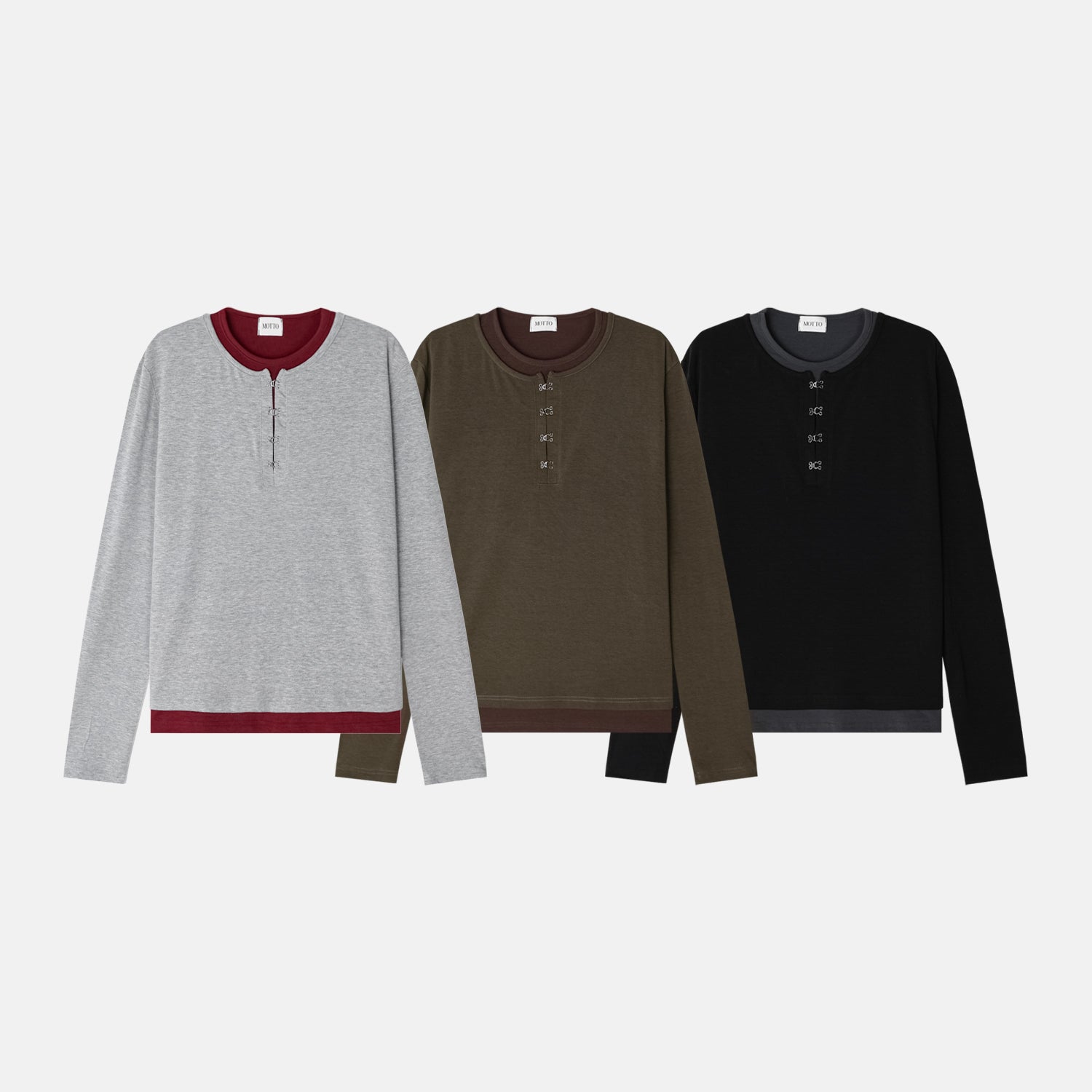 Buckle-Detail Layered Long Sleeve Top