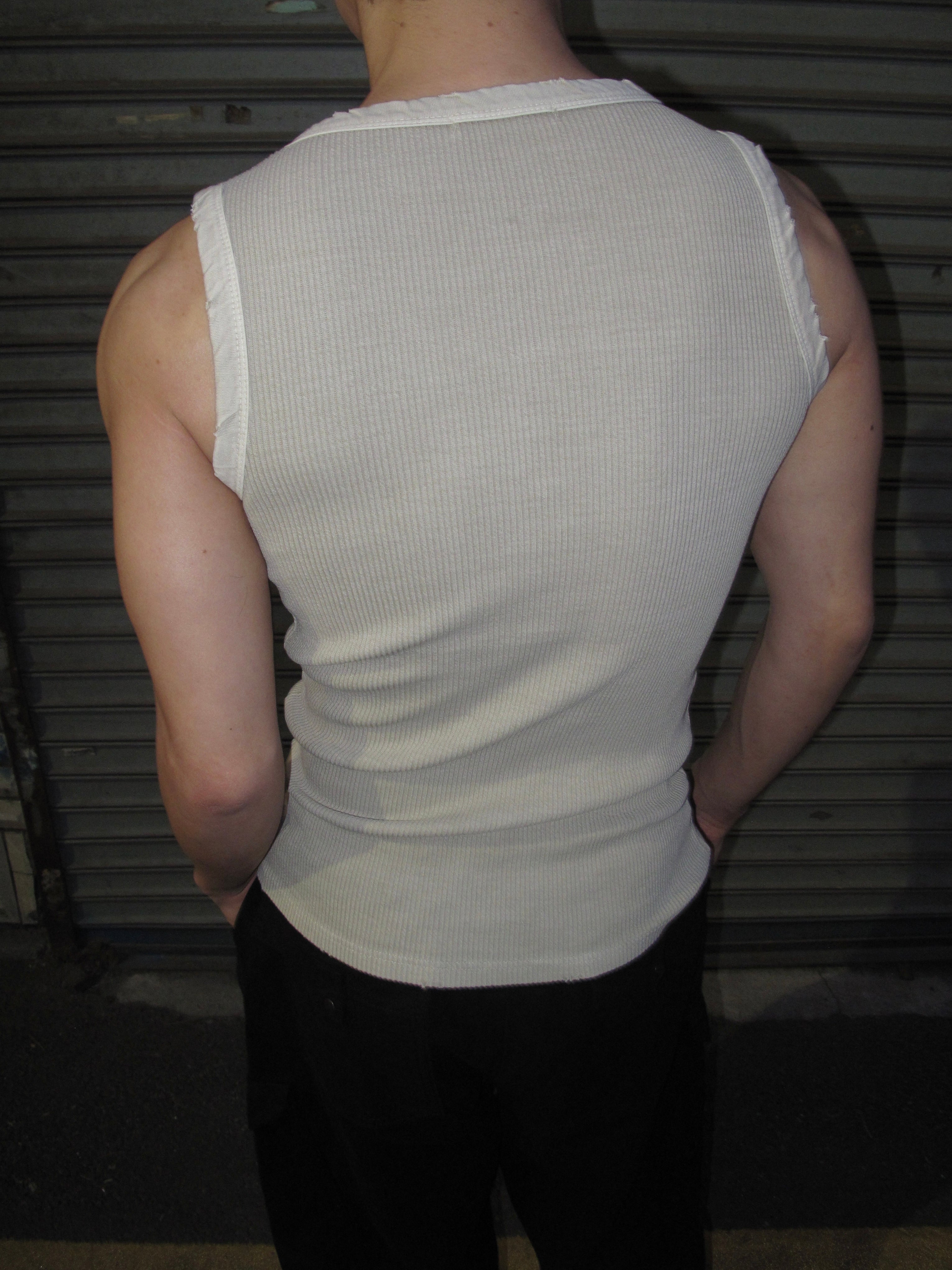 Pigment-Washed Ribbed Henley Tank Top