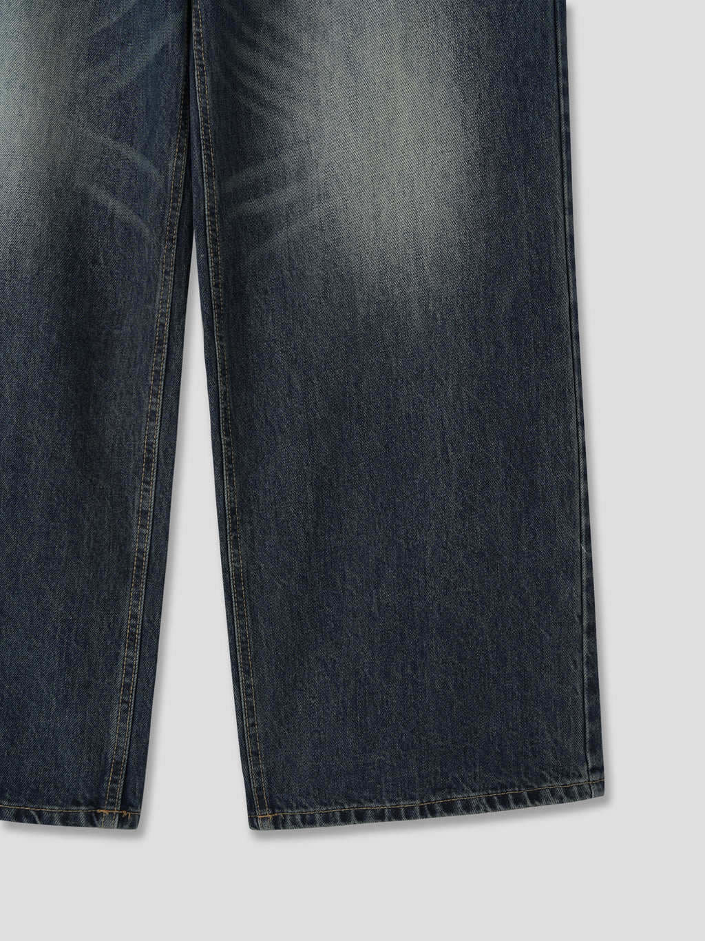 Washed Wide-Leg Denim Pants