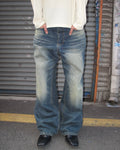 Washed Wide-Leg Denim Pants