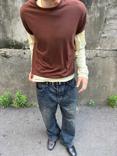 Oil-Wash Semi-Flare Jeans