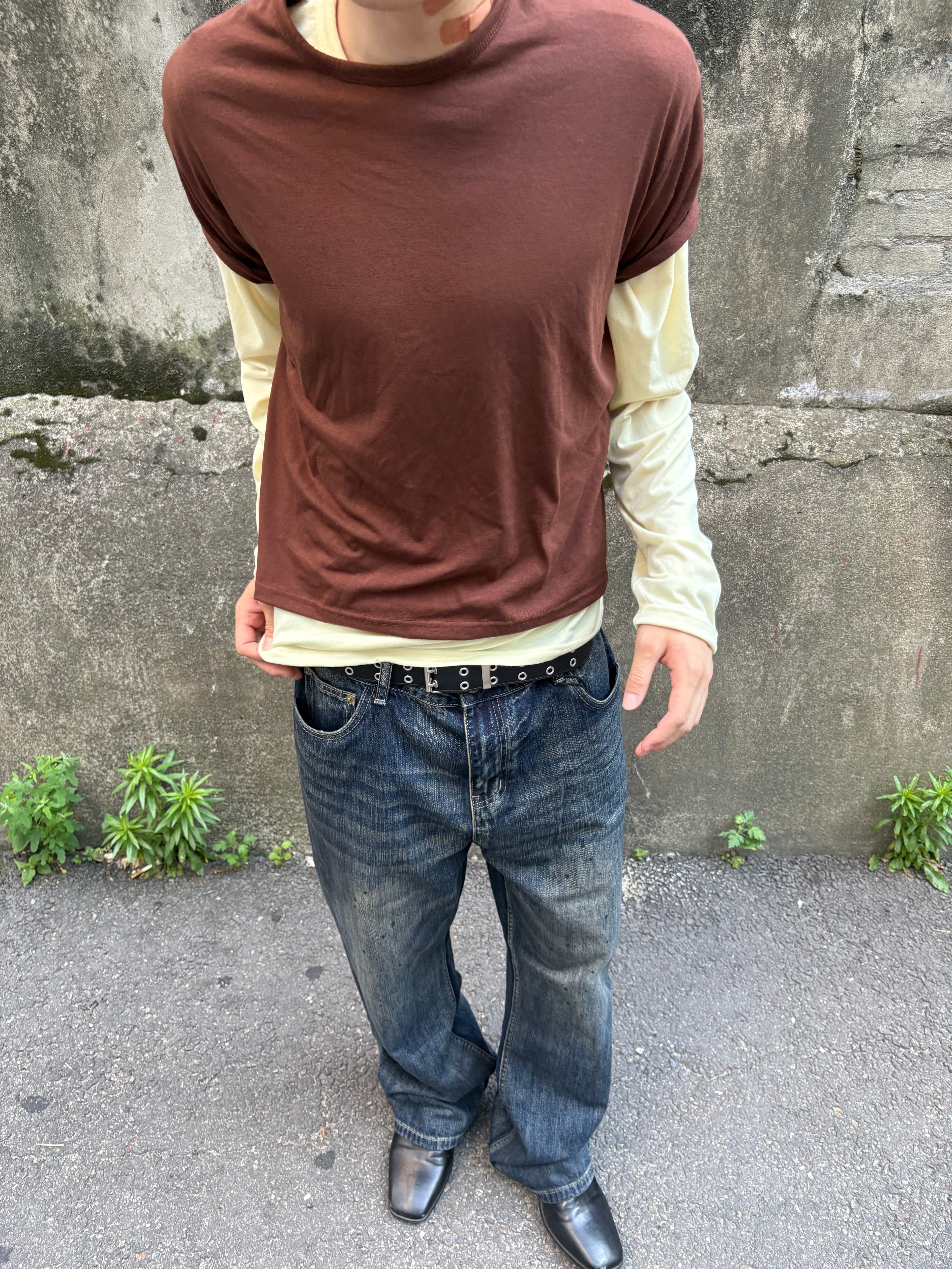 Oil-Wash Semi-Flare Jeans