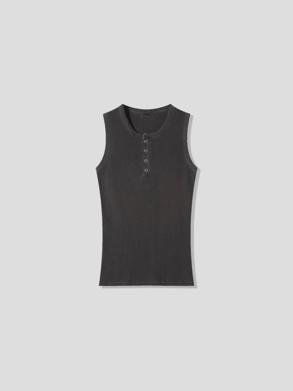 Pigment-Washed Ribbed Henley Tank Top