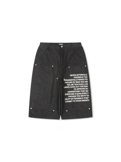 Graphic Double-Knee Denim Bermuda Shorts