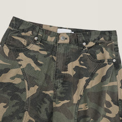 Washed Camo Panel Cargo Pants