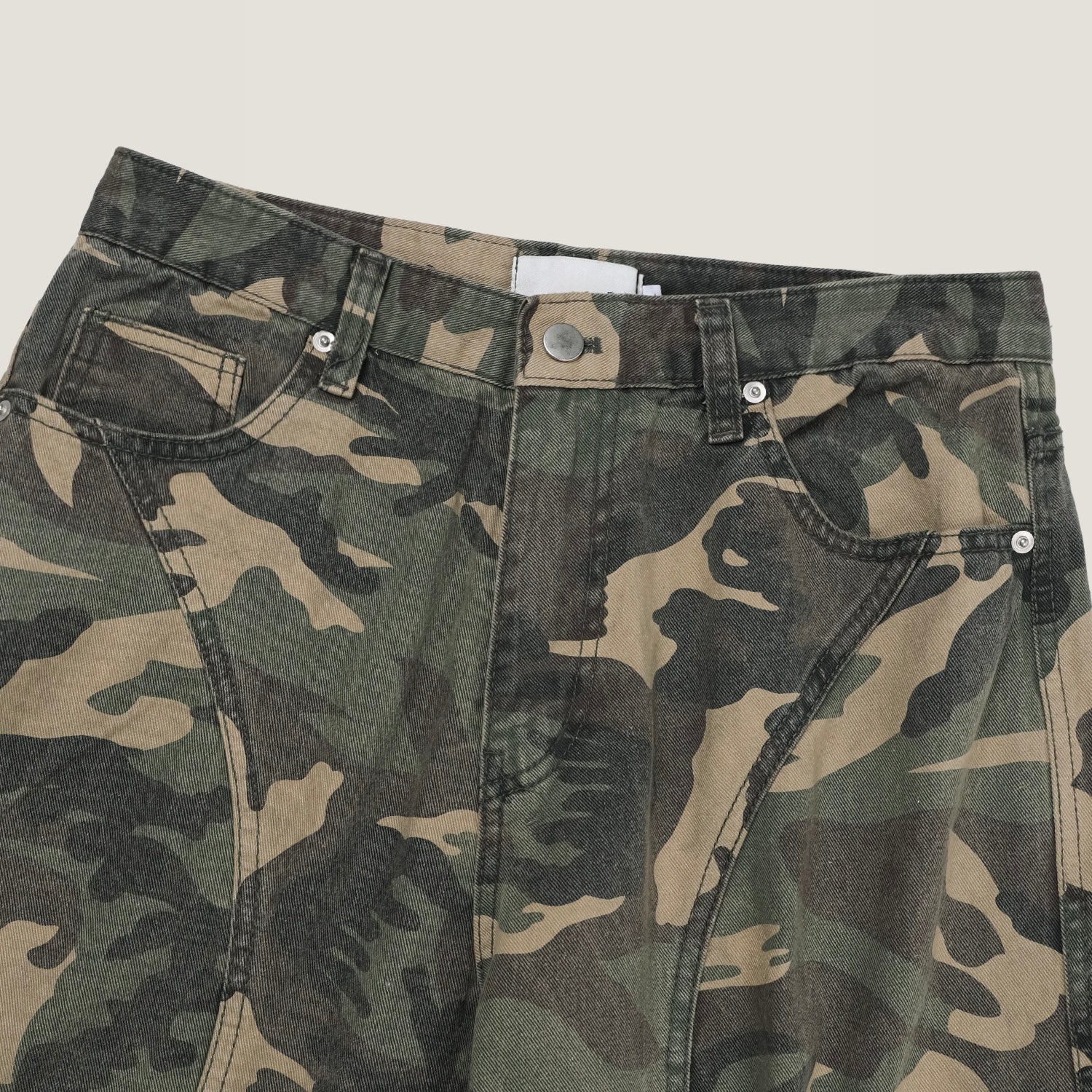 Washed Camo Panel Cargo Pants