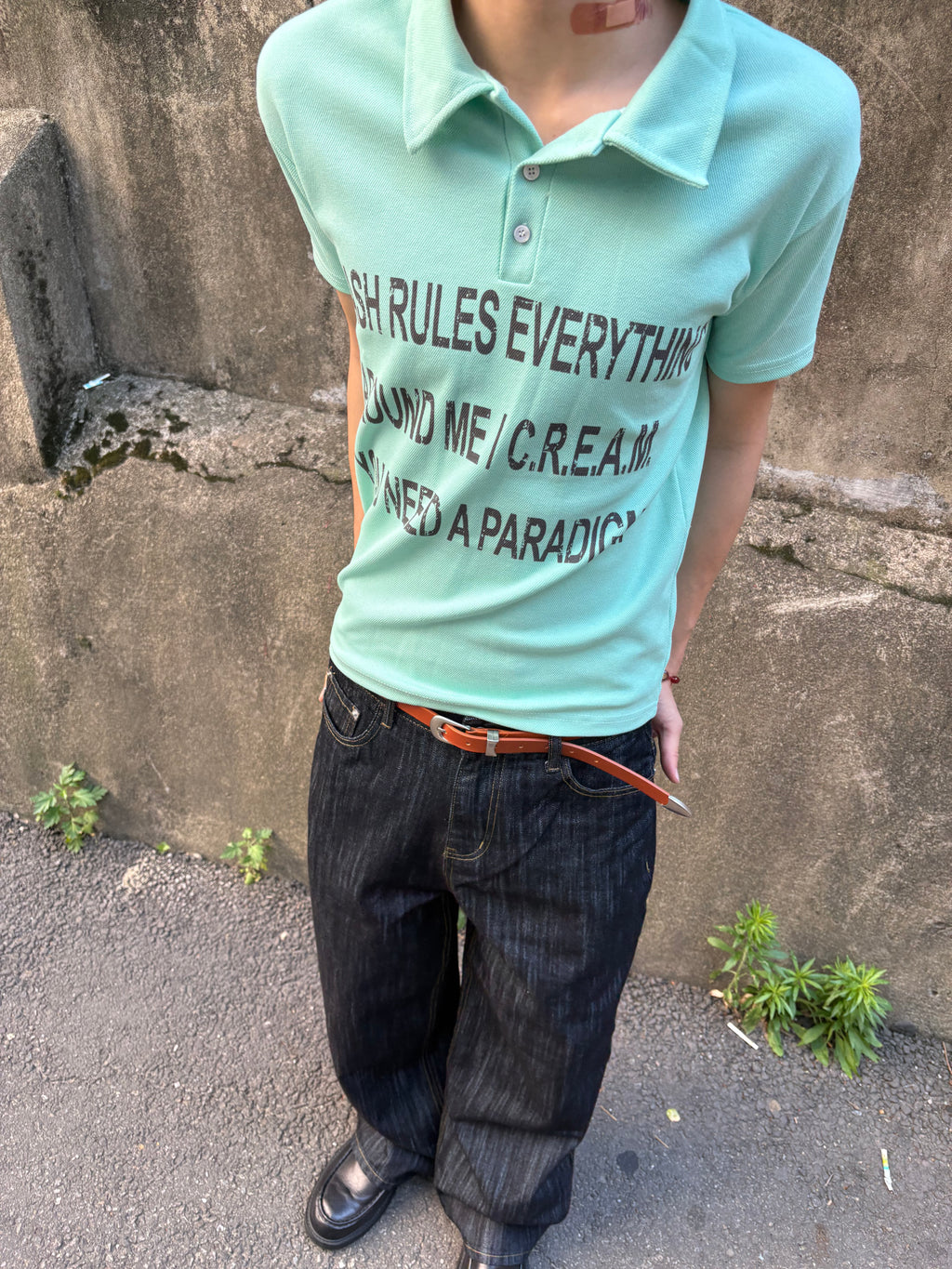 Script-Embroidered Selvedge Jeans