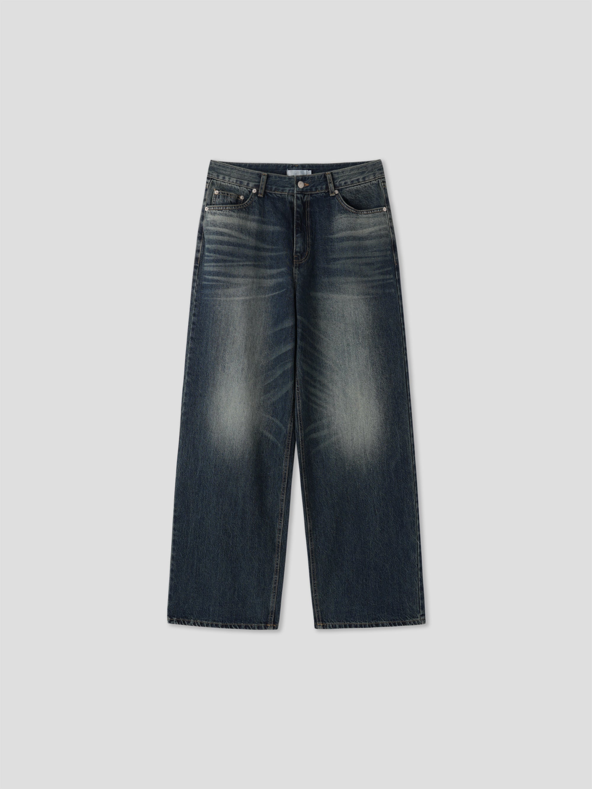 Washed Wide-Leg Denim Pants